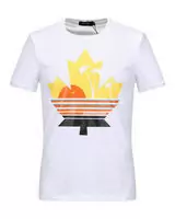 new dsquared herren t-shirt col round maple leaf white